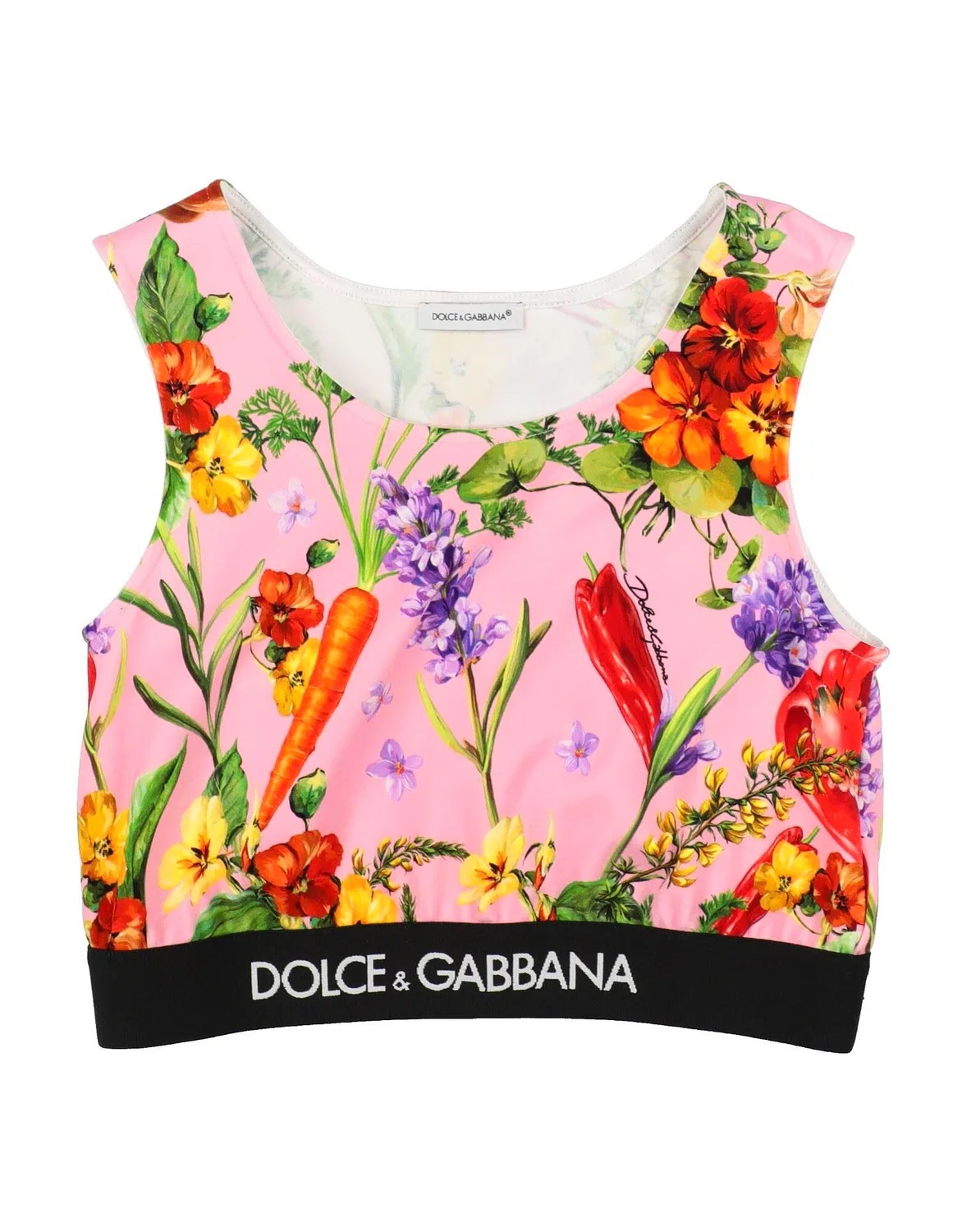 Детский джерси-топ с цветочным принтом Dolce&Gabbana, розовый