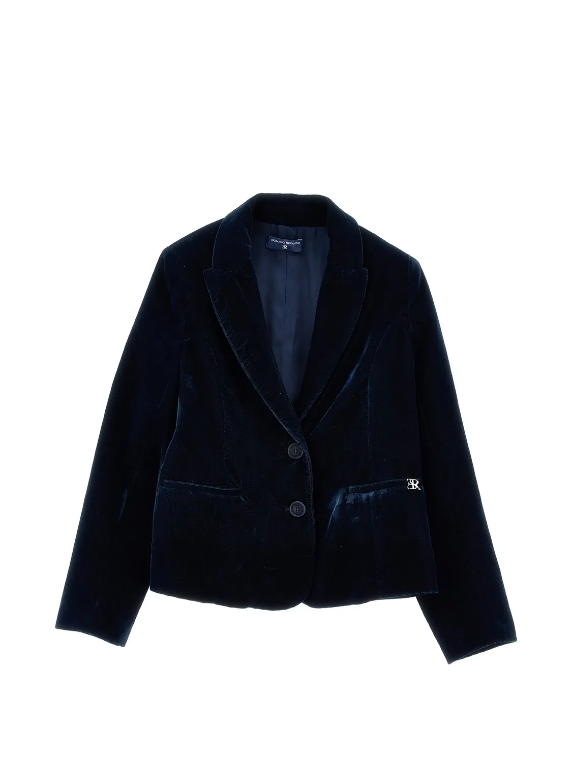 Бархатная куртка с логотипом Ermanno Scervino Junior, синий