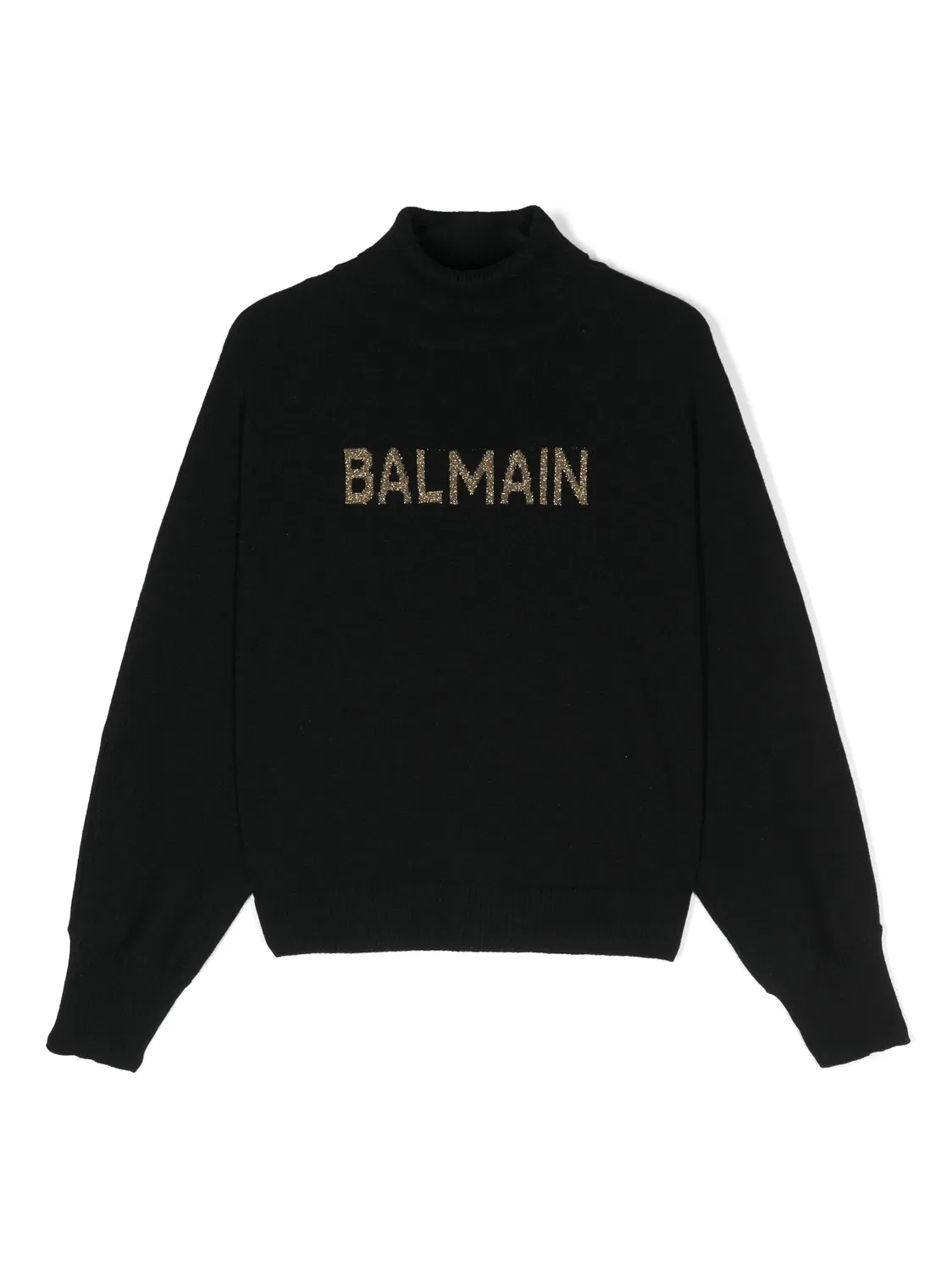 Свитер с логотипом из интрасии Balmain, черный