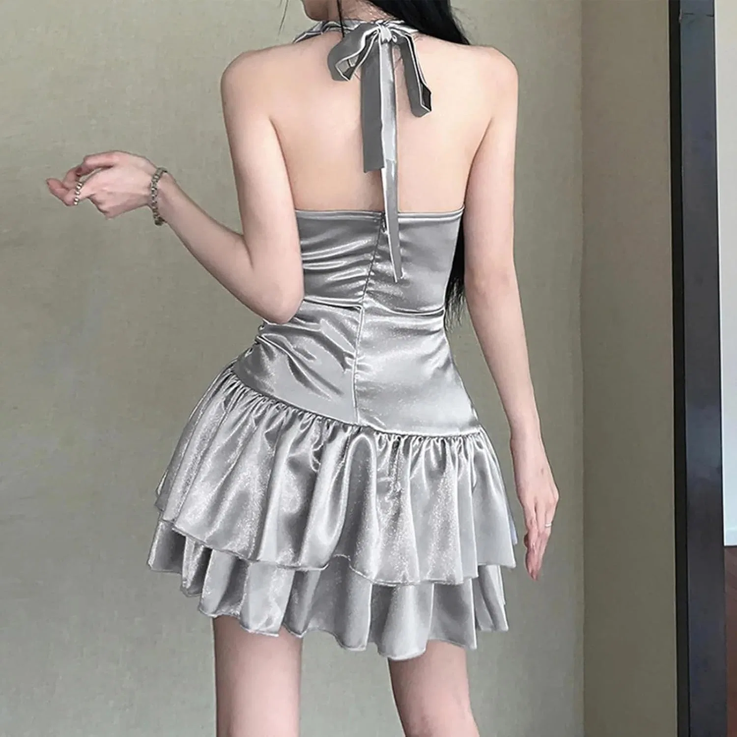Женское облегающее платье без бретелек Bodycon, Silver — фото 3