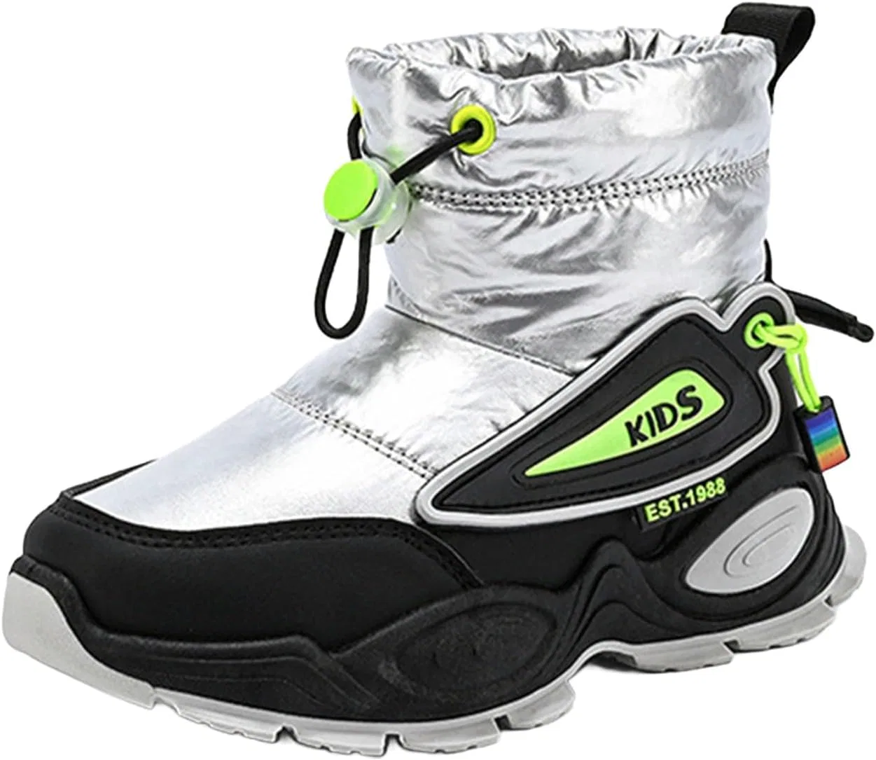 Детские зимние сапоги для девочек с утеплителем Girls Boys Mid Calf Padded Boots, Silver