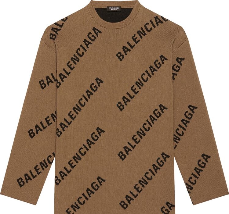 

Толстовка Balenciaga Allover Logo Crewneck 'Black', черный