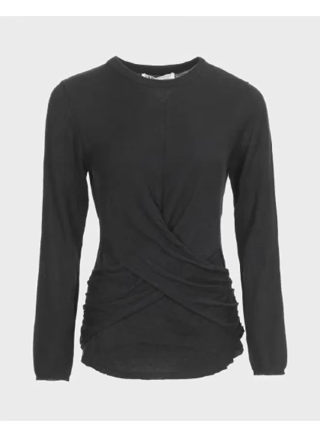 Свитер с круглым вырезом и перекрестным дизайном Zara, черный