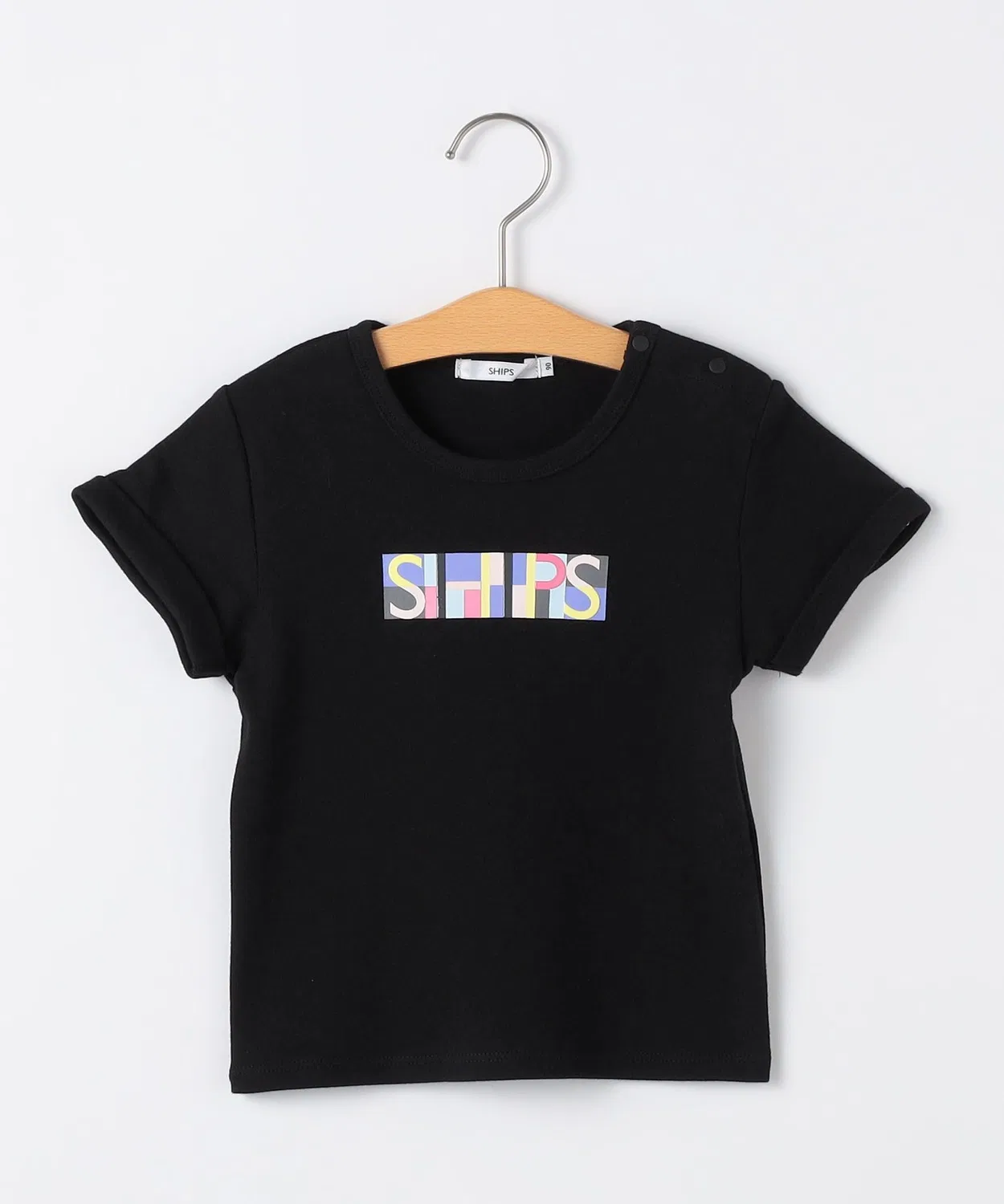 Детская футболка с принтом, 80-90 см, Block Font Logo SHIPS, Black