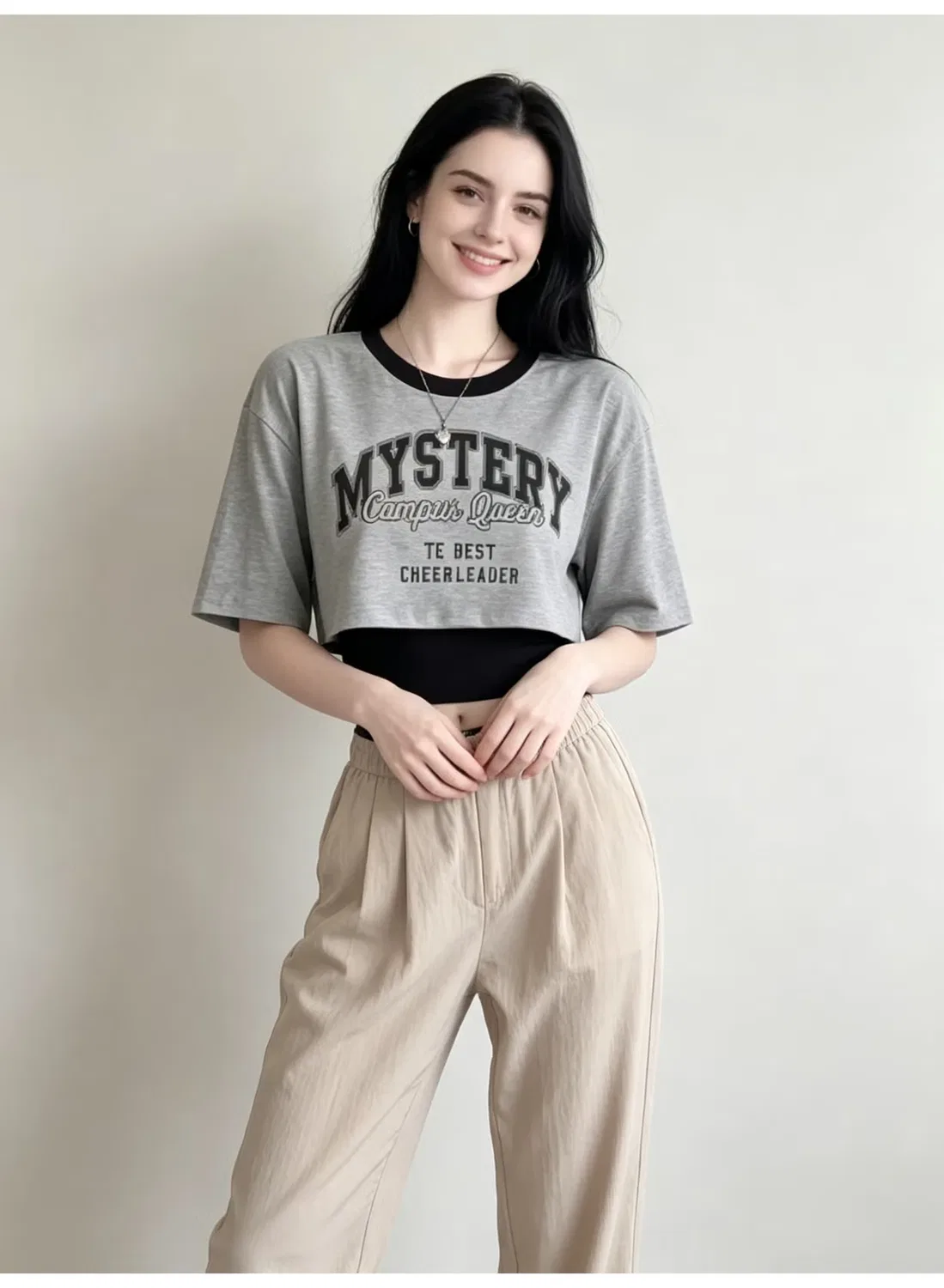 Комплект футболок с принтом букв и топом на бретелях Zara — фото 2