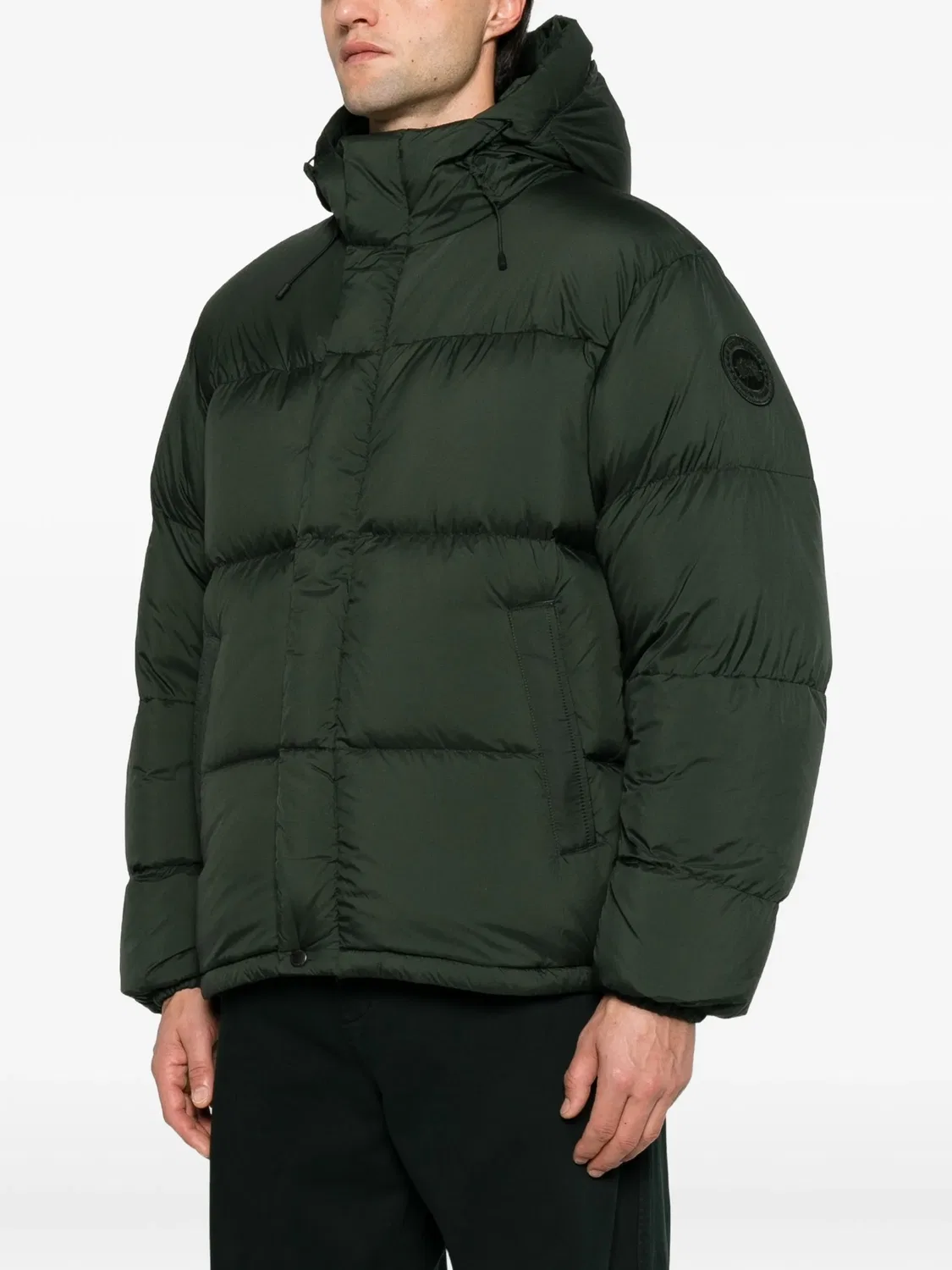 Стеганое пальто с капюшоном зеленого цвета Canada Goose, зеленый — фото 4