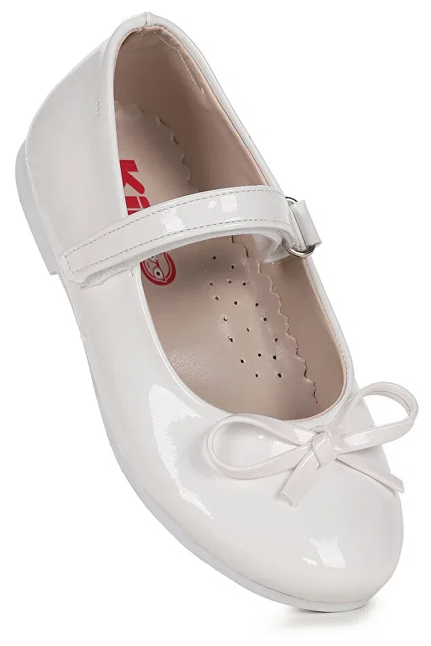 Детские балетки для девочек из искусственной кожи с бантом Kiko Kids, White