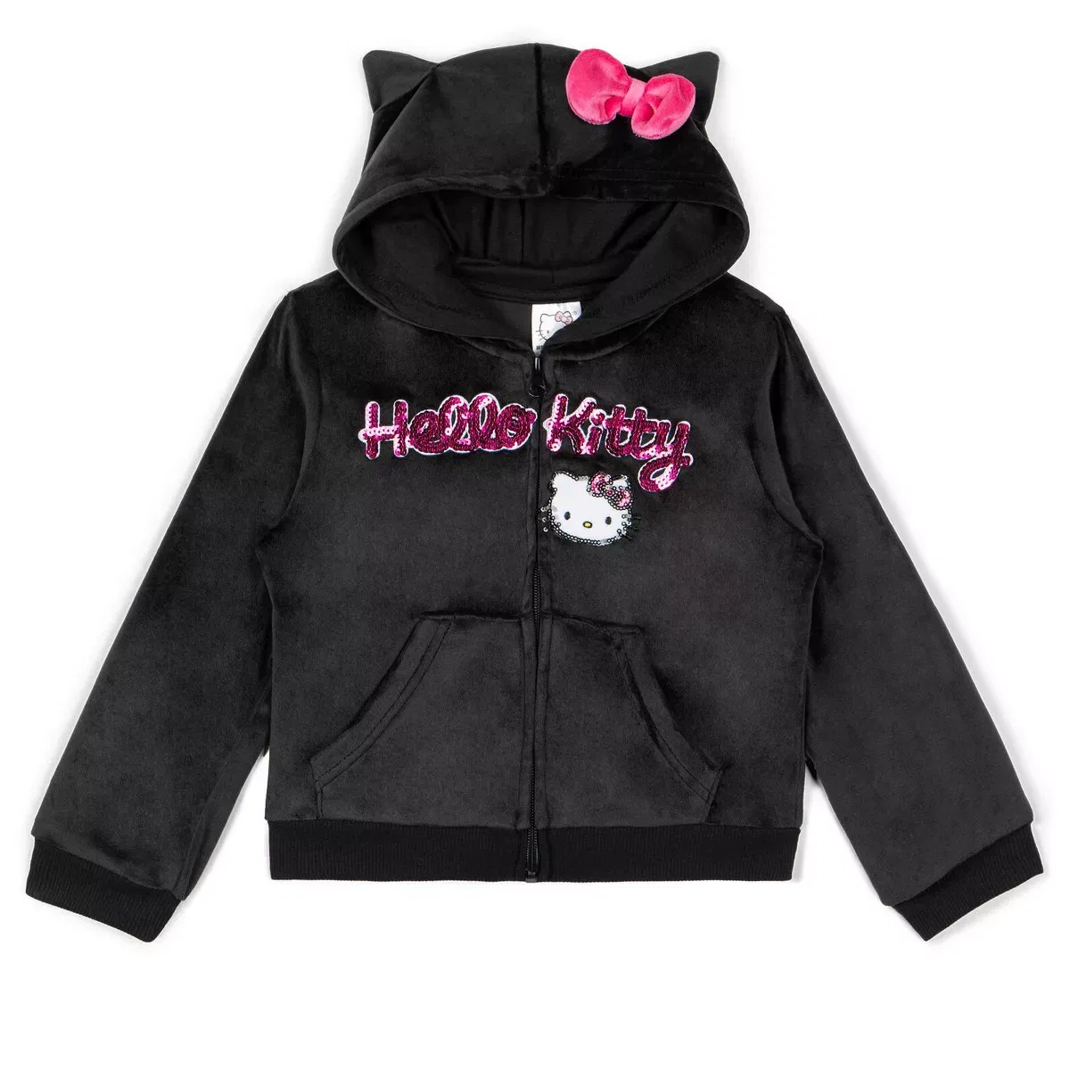 Детский комплект из худи и джоггеров для девочек Hello Kitty, Black — фото 2
