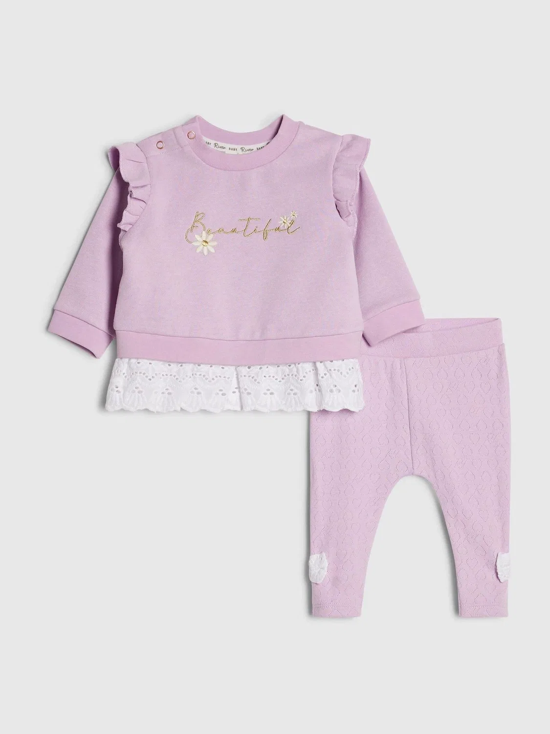 Комплект из свитшота и джоггеров, с вышивкой River Island, фиолетовый