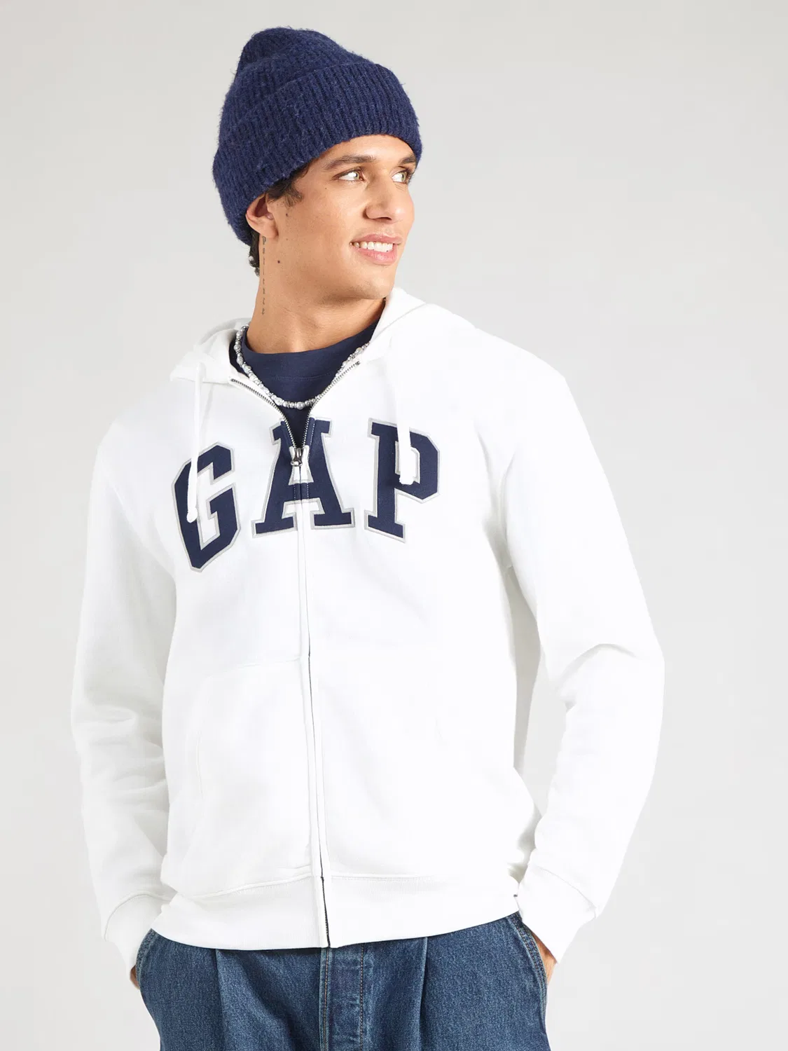 Толстовка на молнии Gap белого цвета — фото 3