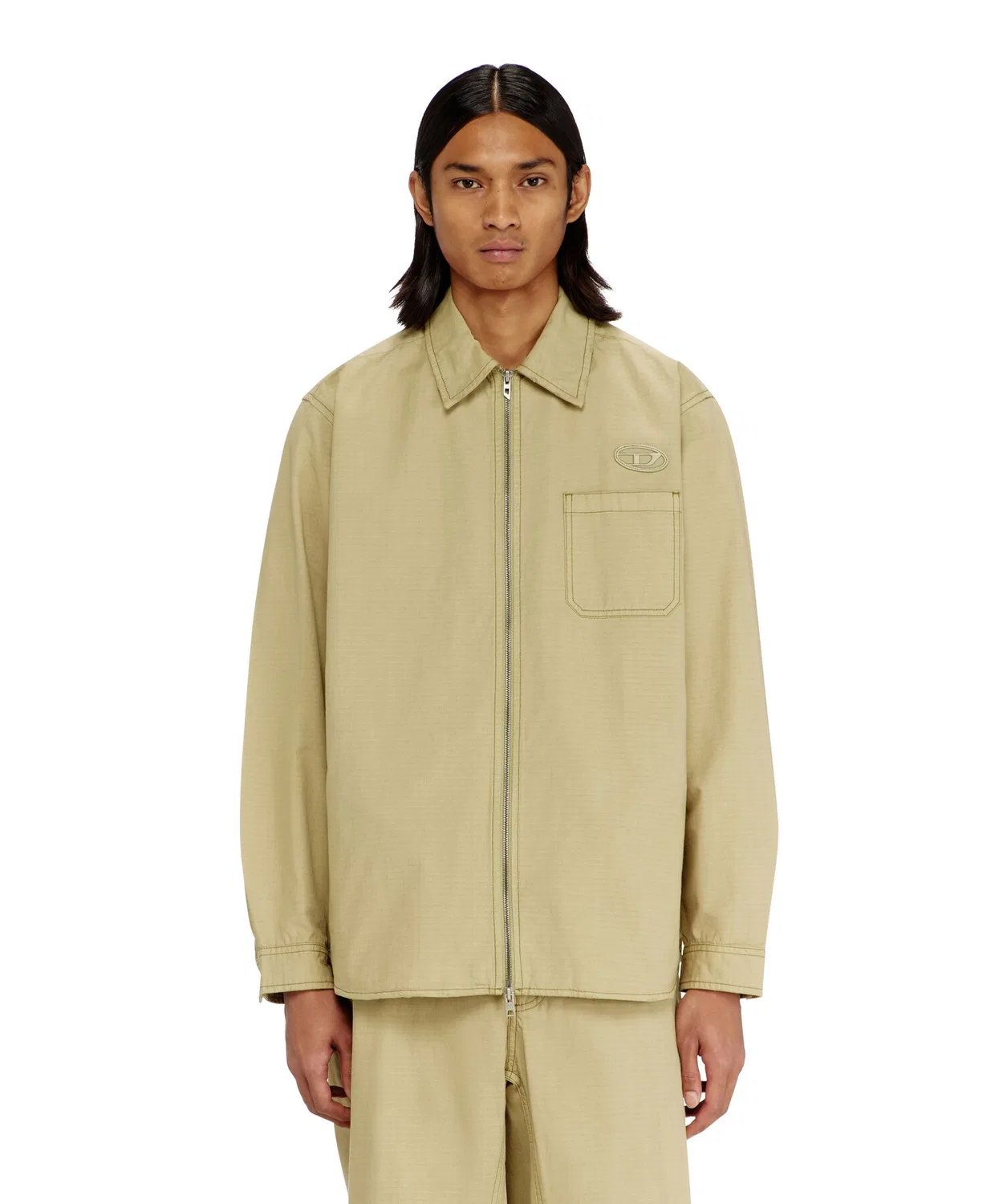 Мужская рубашка с длинным рукавомS-ALIAS-ZIP DIESEL, Beige