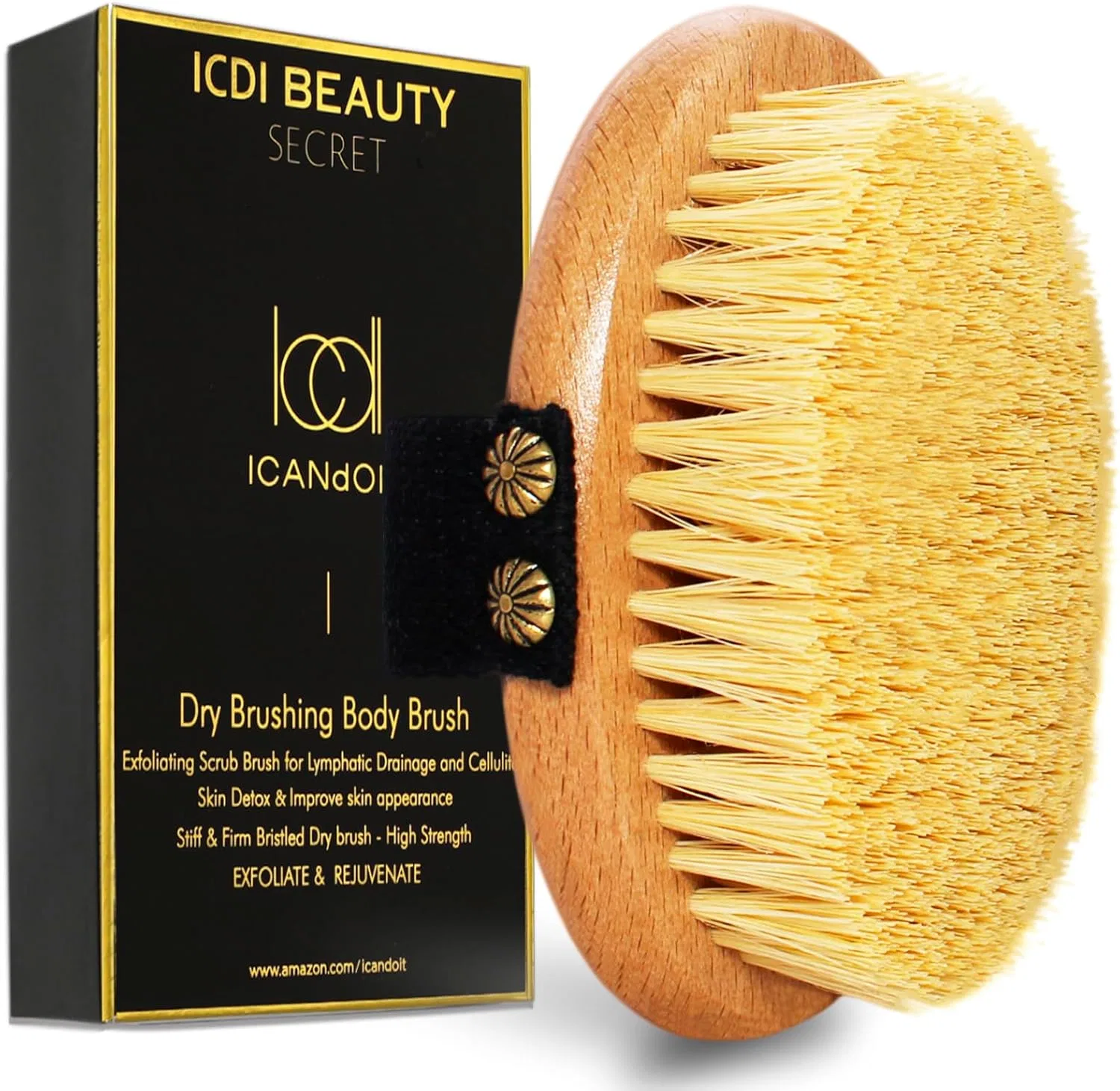 Щетка для тела сухая, ICANdOIT, 100% натуральная агава и бук, 13.5x8.4x2.1 см, Natural dark color