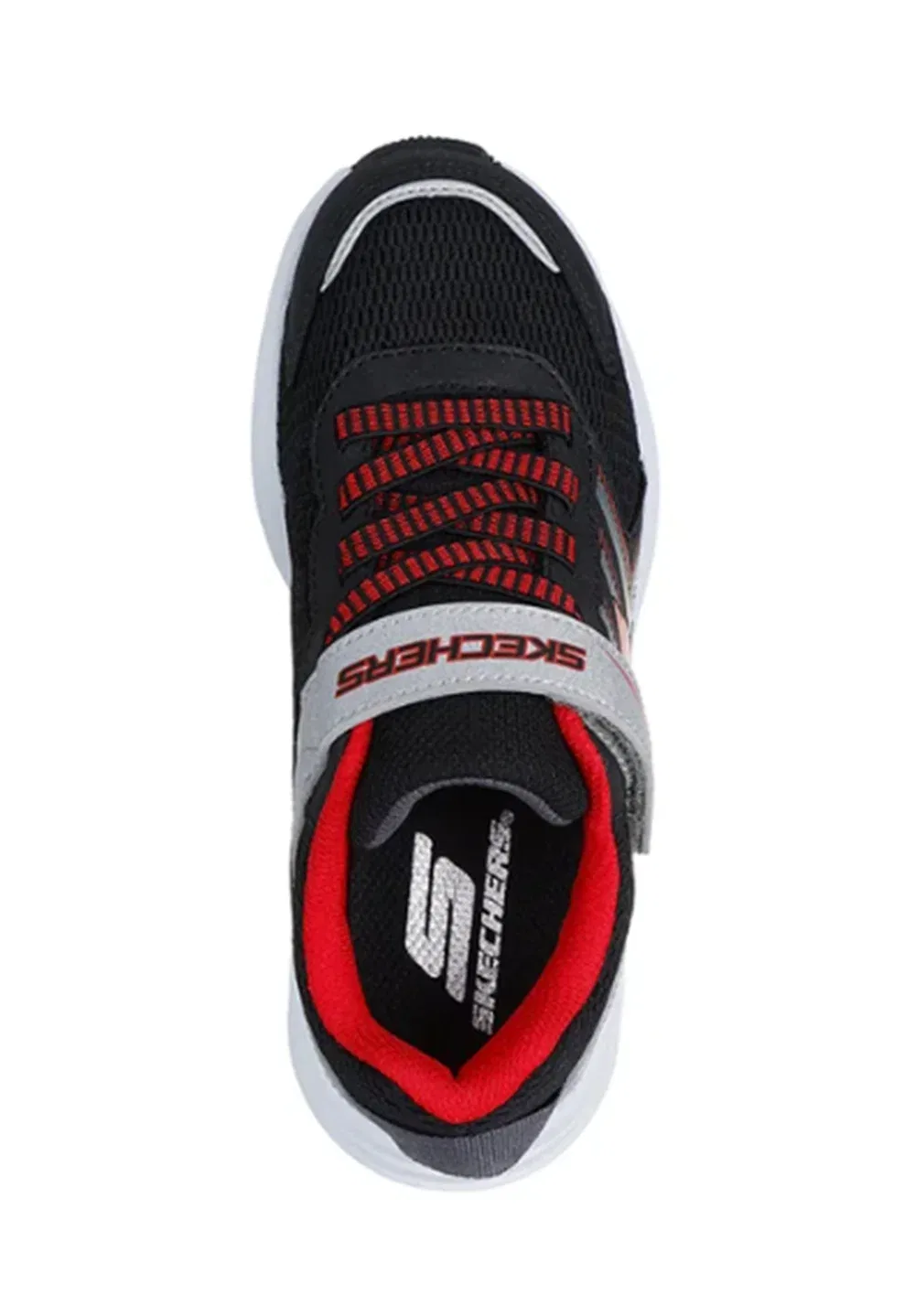 Протектор Microspec - кроссовки Skechers, Black Silver Synthetic Black Textile Red Trim — фото 3