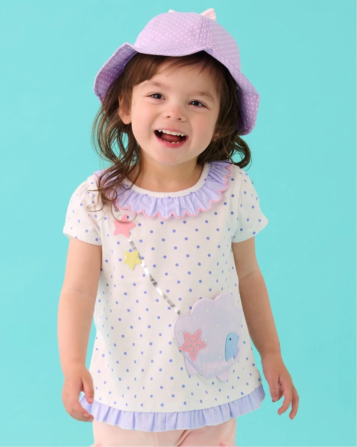 Детская футболка с аппликацией Shell Pochett T-Shirt baby cheer, Off White