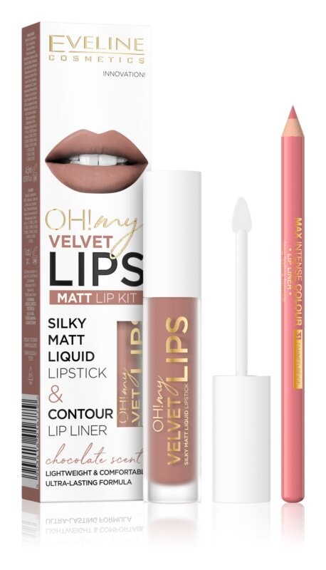 

Комплект для губ Eveline Cosmetics OH! my LIPS Velvet, 11 Cookie Milkshake
