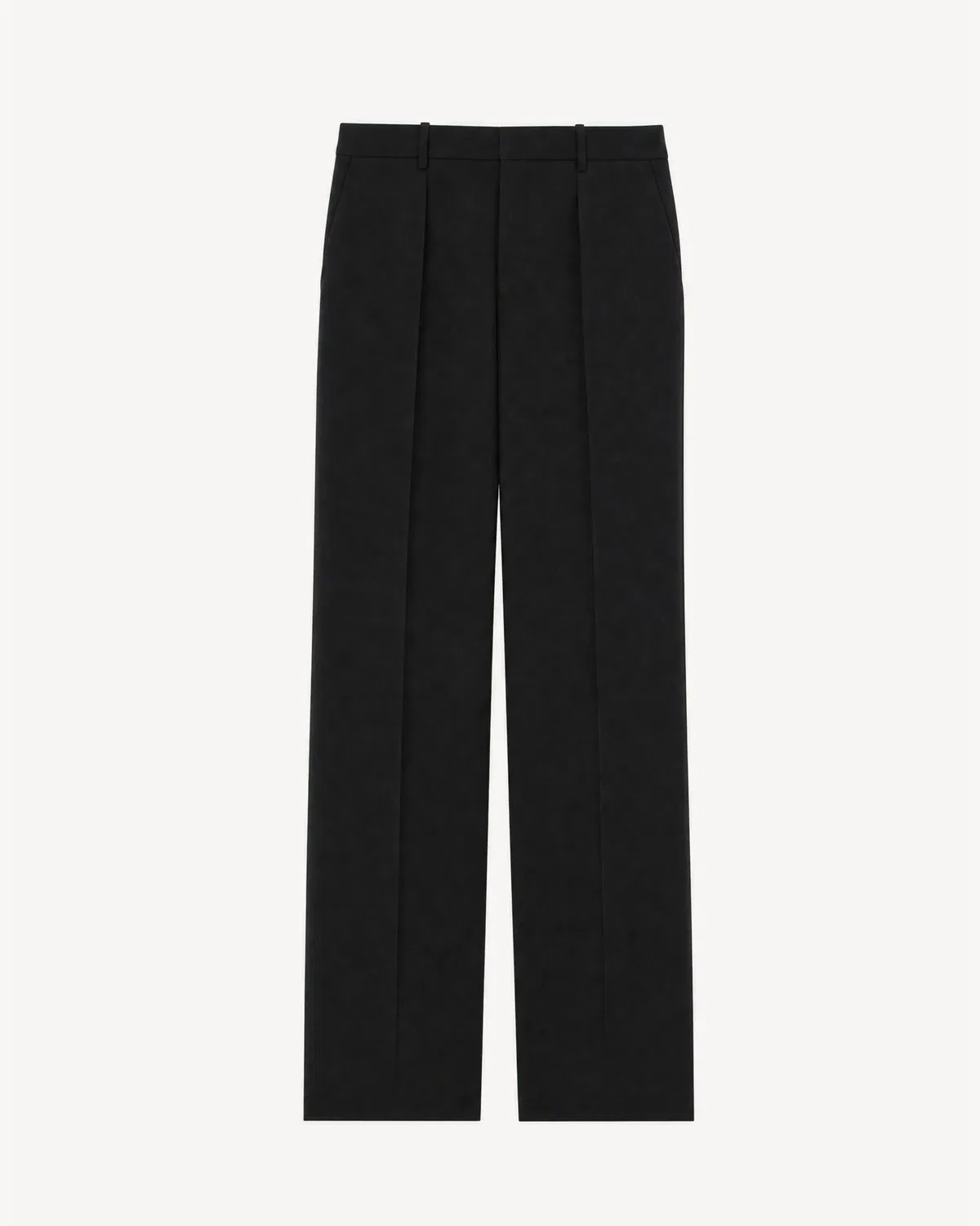 Прямые брюки из креповой ткани в атласную полоску Saint Laurent, черный