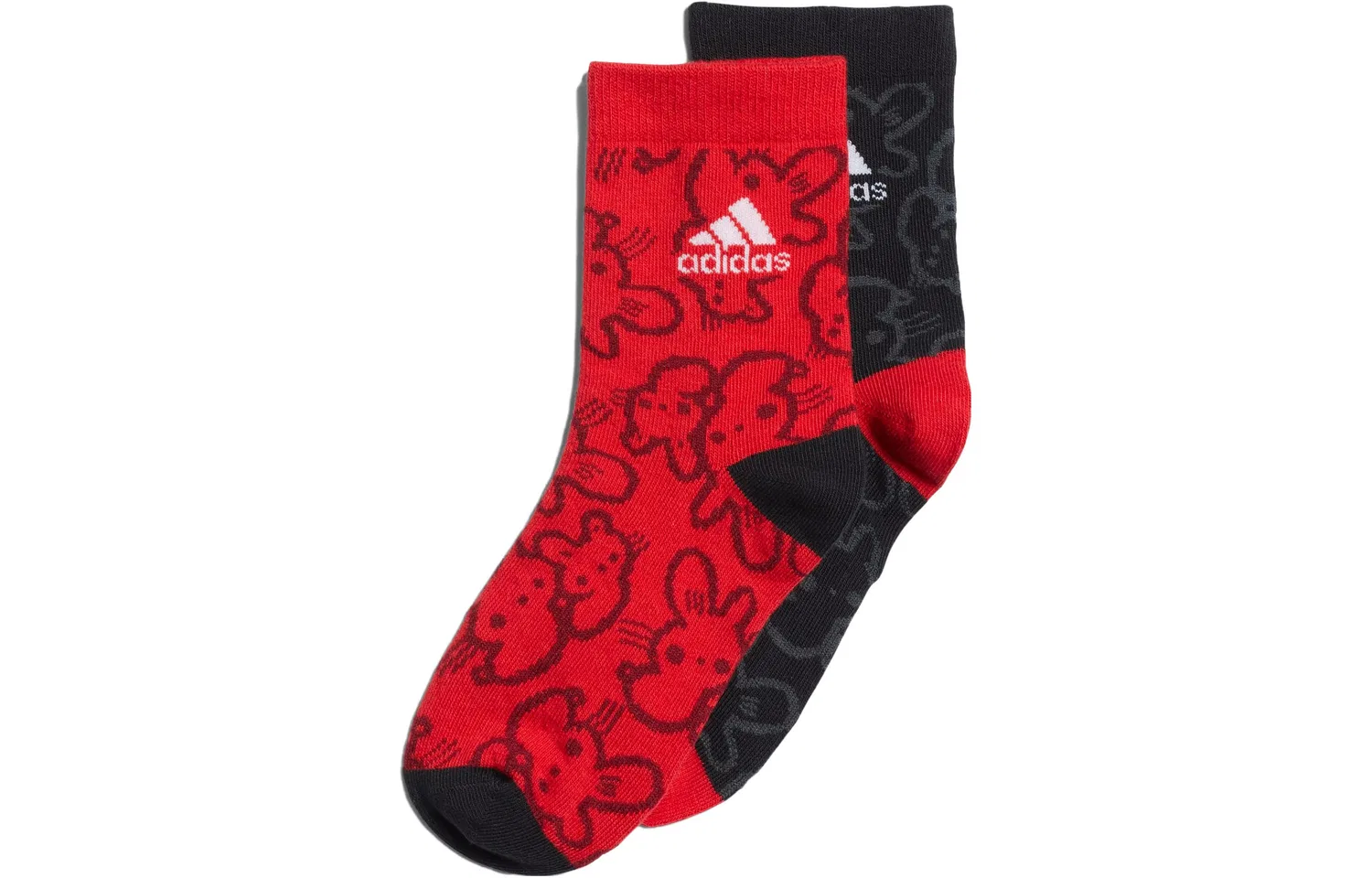 Детские носки Adidas Moderate, 2 пары, Black/Light Scarlet
