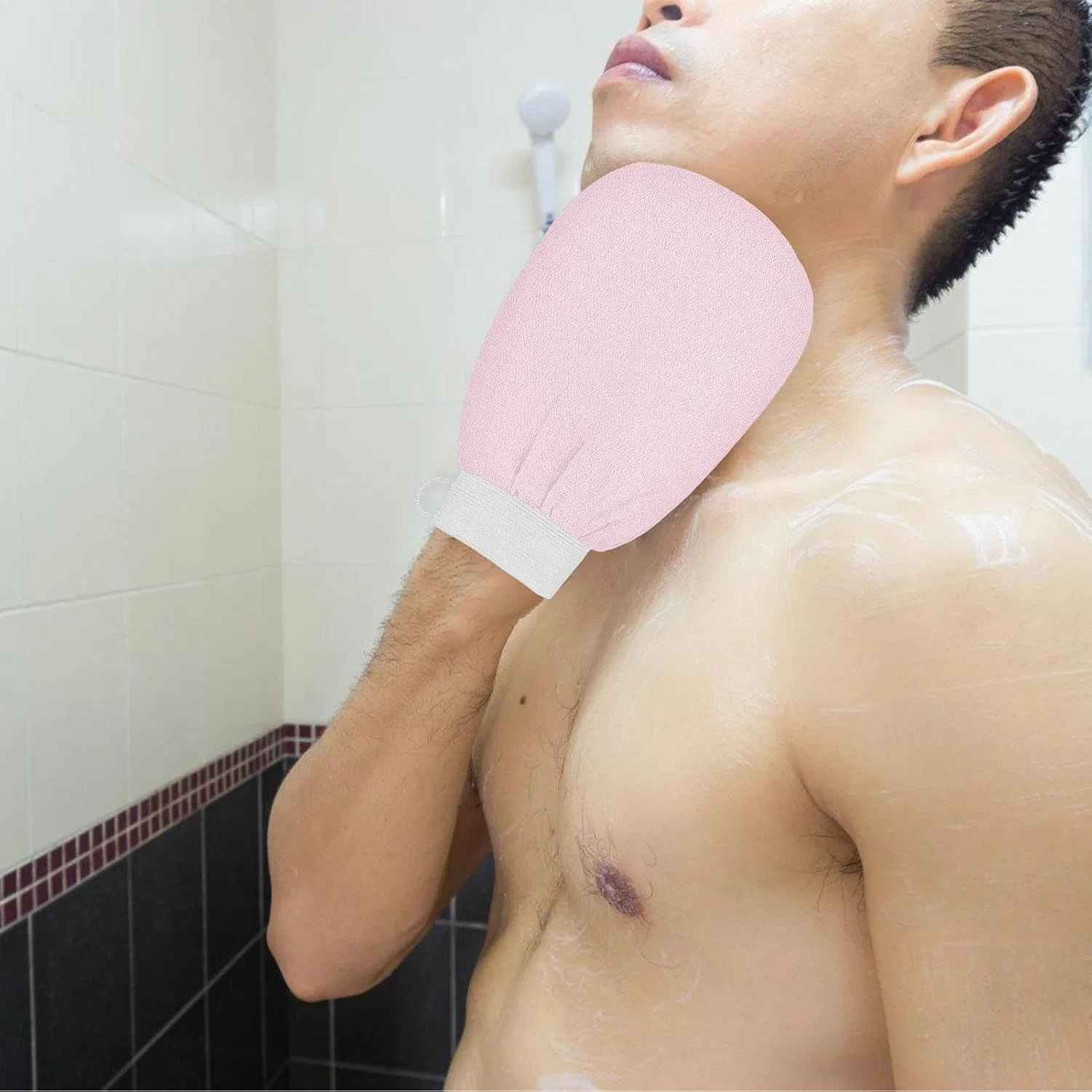 Эксфолиирующие перчатки из вискозного волокна, Povanjer Pink — фото 3