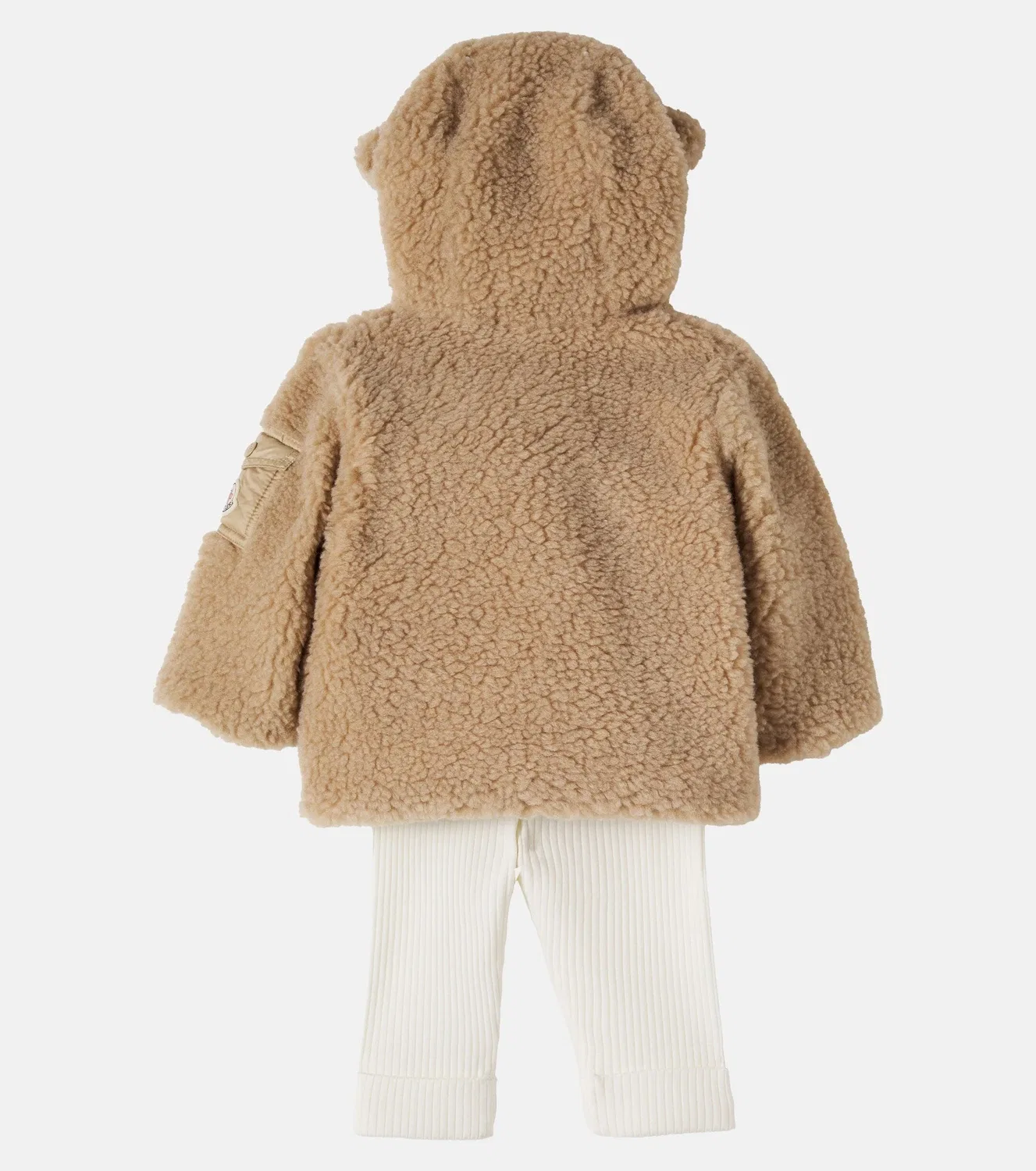 Комплект из худи с медведем и леггинсов, Moncler Enfant, бежевый — фото 3