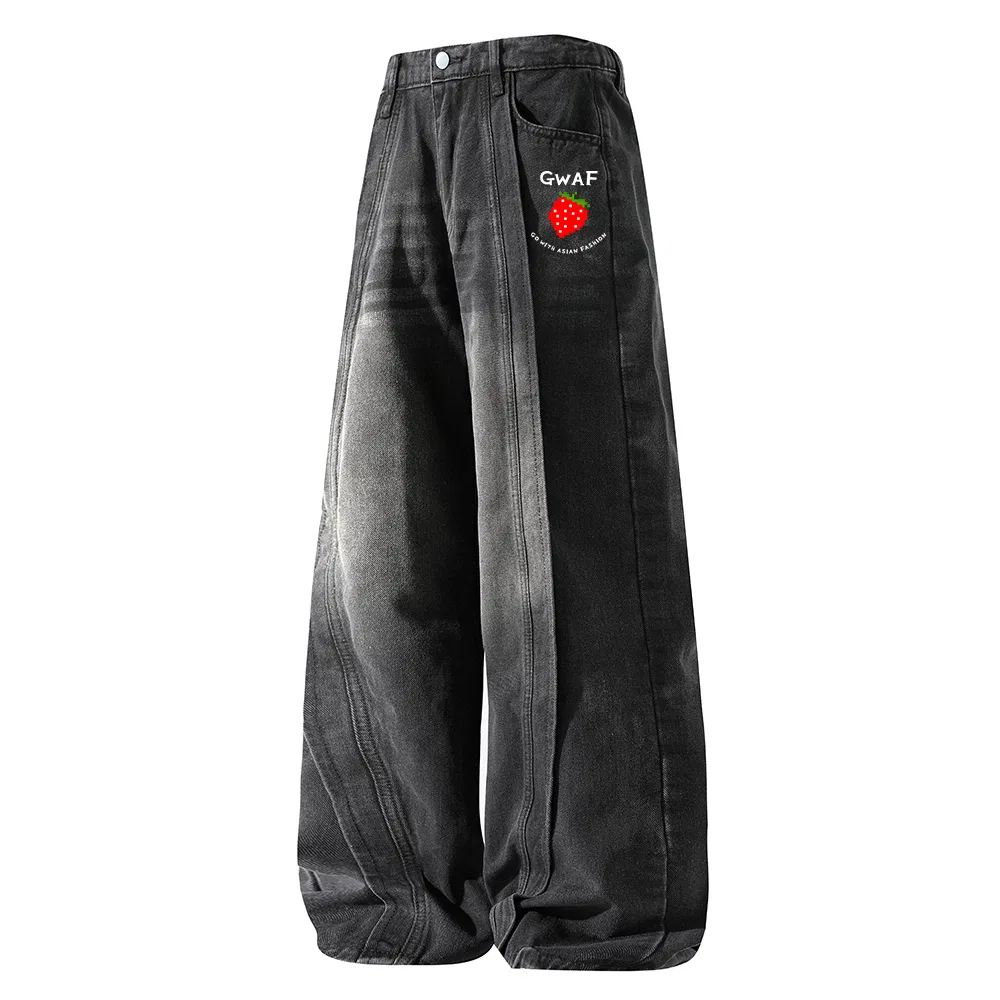 Детские джинсы свободного кроя с широкими штанинами GWAF, Black