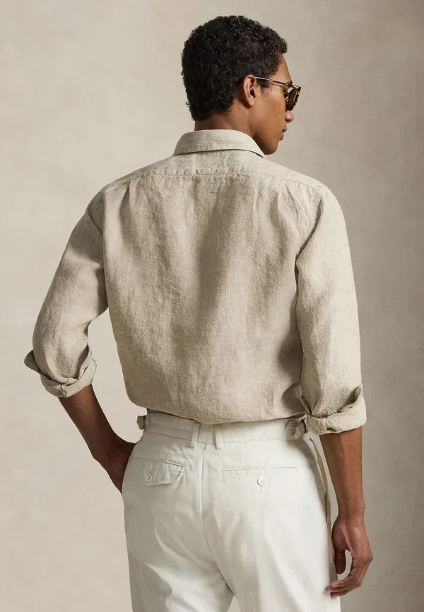 Рубашка из льна Polo Ralph Lauren, белый/хаки — фото 3
