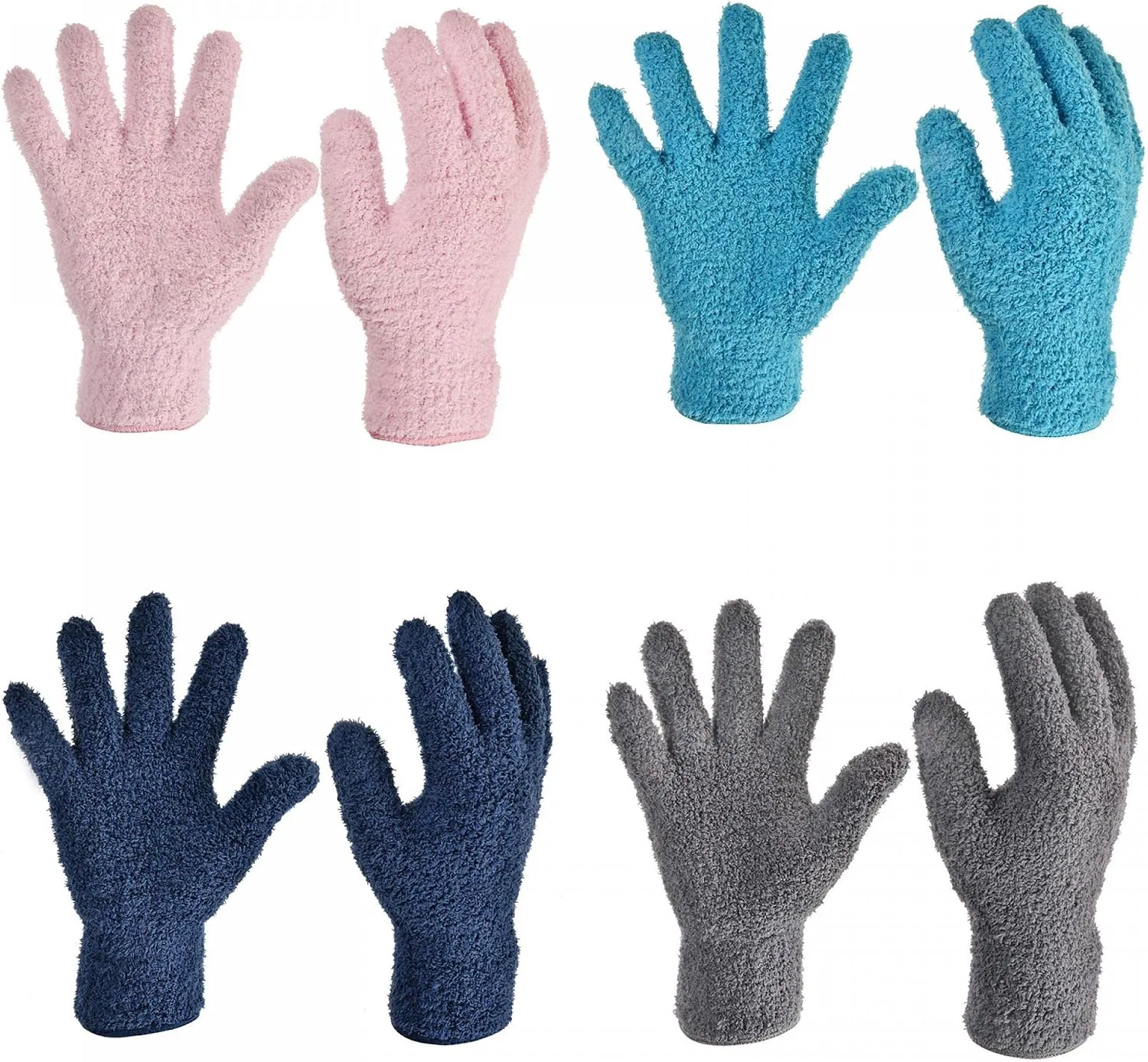 Перчатки для уборки Microfibre, набор 4 пары, синие, темно-синие, серые, розовые Sourcing Map — фото 4