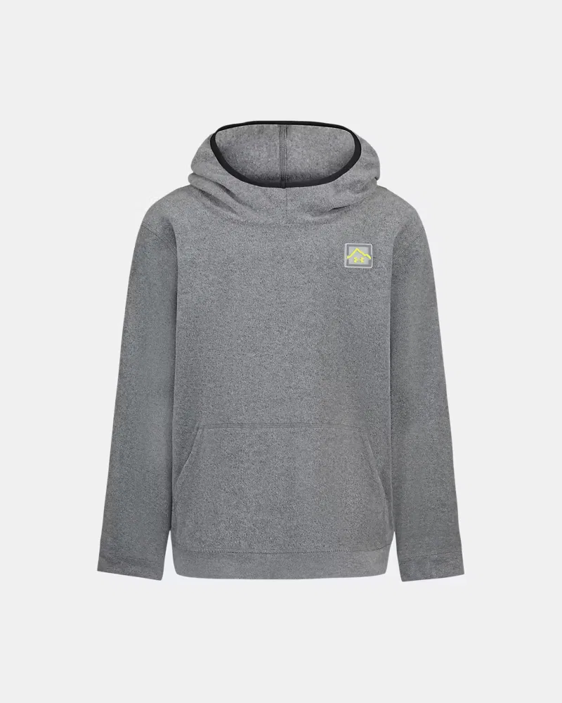 Худи для мальчиков из теплого микрофлиса с карманом-кенгуру Microfleece Hundo UnderArmour, Castlerock/Green Citrine