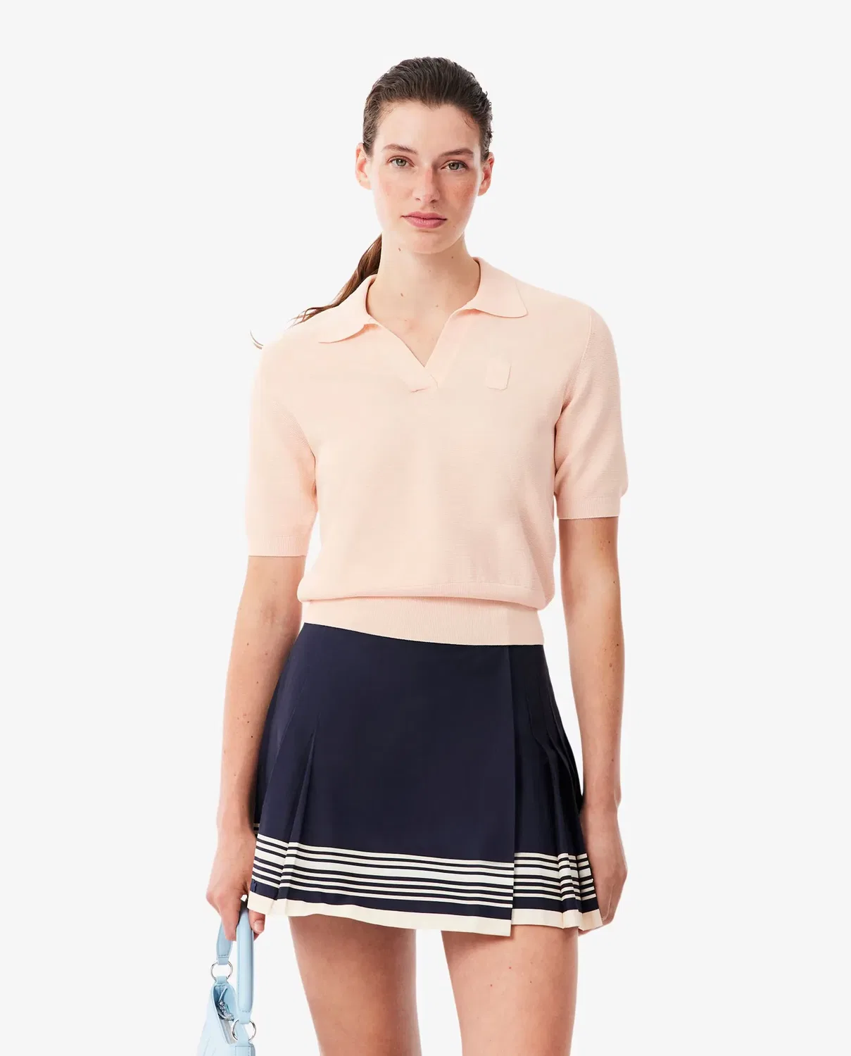 Джемпер Lacoste Rosa с открытым воротником и нашивкой