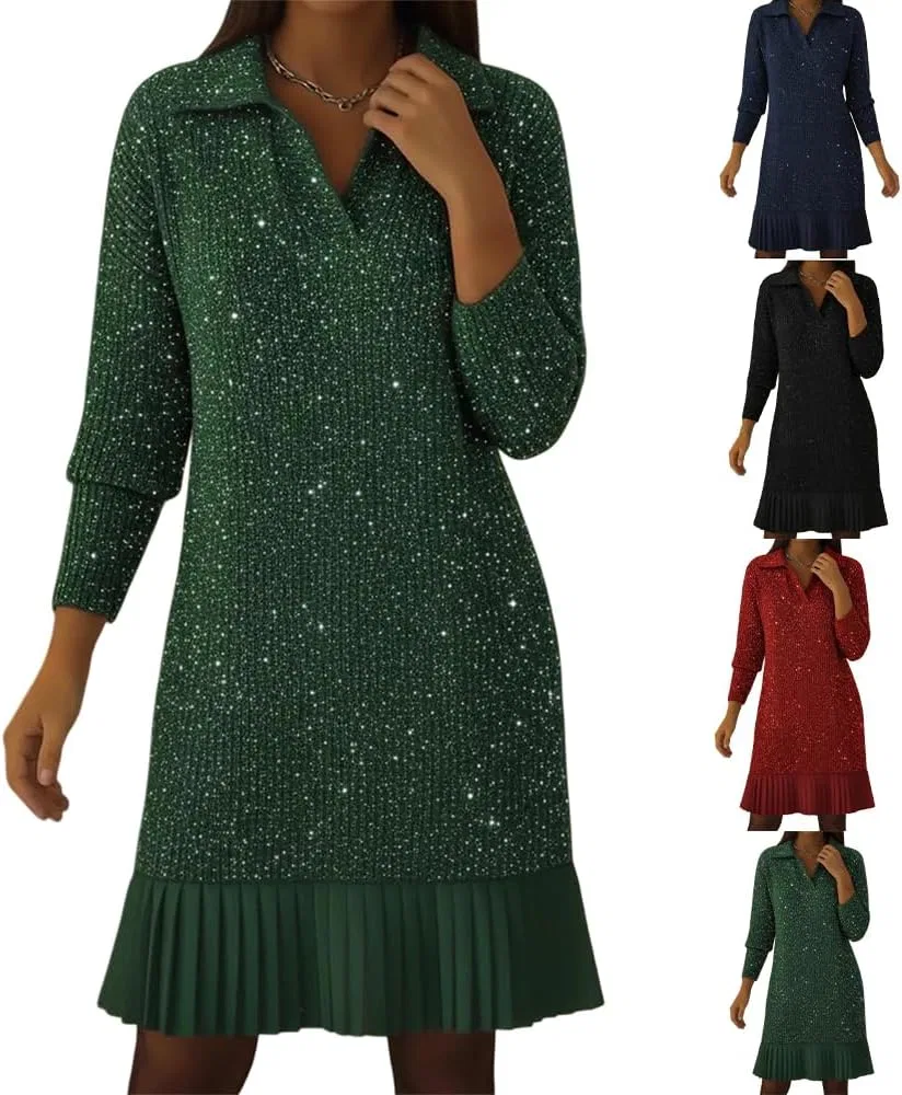 Женское платье поло с блестками Sparkle Mini Dress, Green