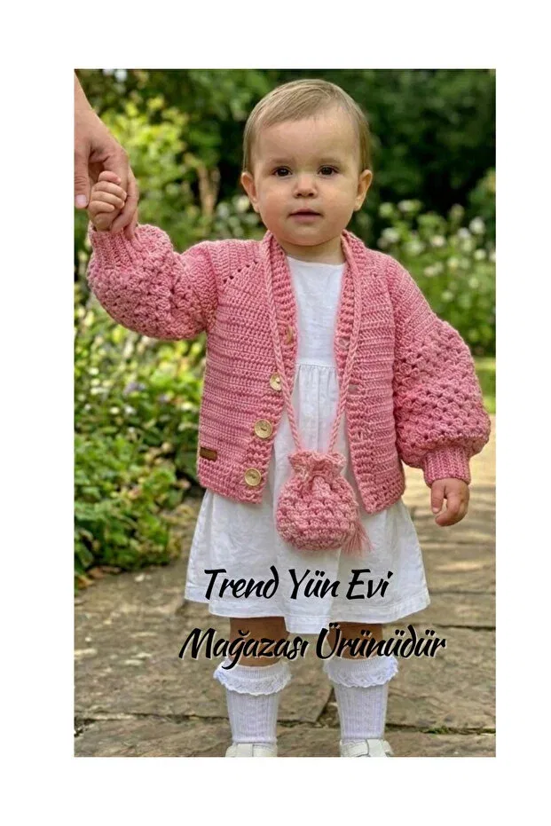 Детский кардиган для девочек хлопковый Hand Knitted Baby Cardigan Trendyünevi, Pink — фото 2