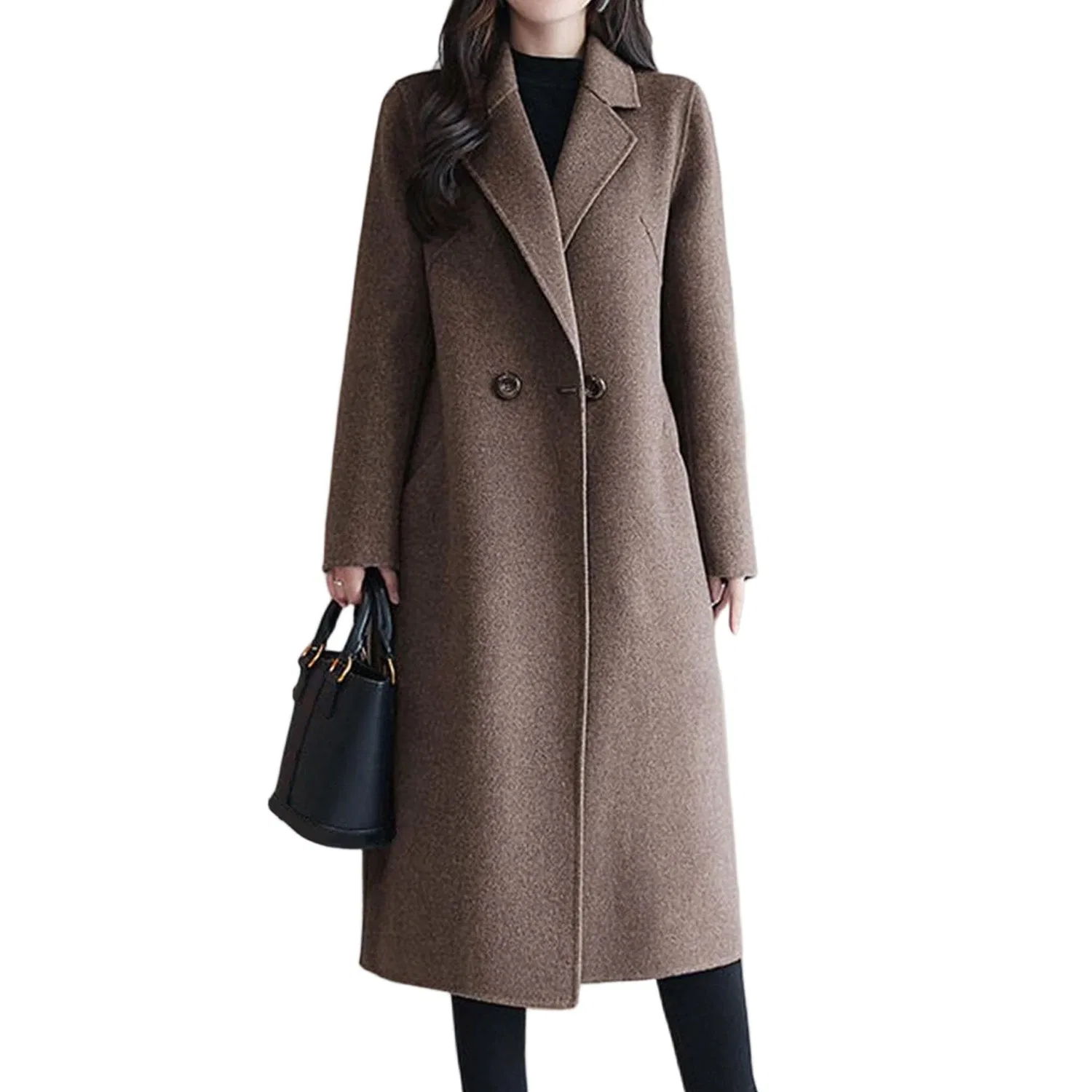Женское зимнее двубортное пальто Classic Trench Coat, Caff file