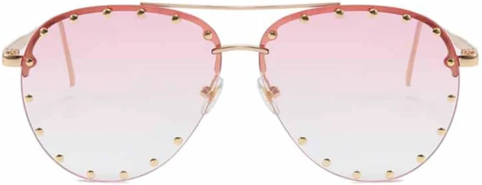 

Солнцезащитные очки с защитой UV400 | Металлическая оправа на заклепках | Для женщин и мужчин | Для занятий спортом на открытом воздухе и вождения DSVIGF, Gold Clear