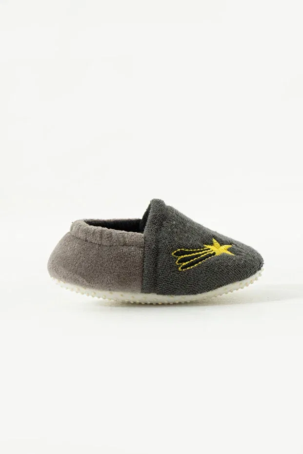 Детские пинетки с вышивкой звездочка Anti-Slip sole star embroidered velvet elastic baby booties Yummy Kids, Gray — фото 2