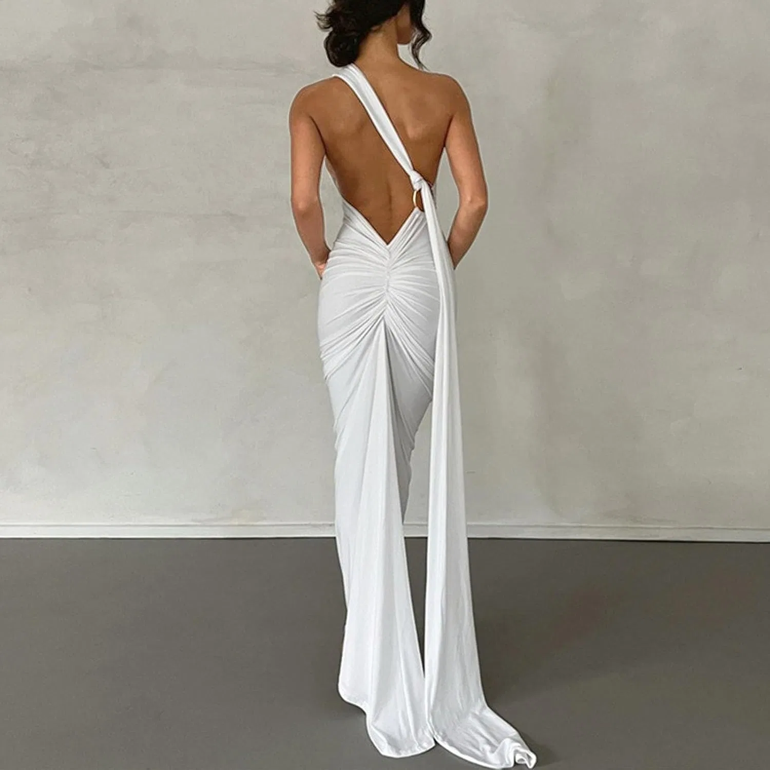 Женское облегающее макси-платье с корсетом Bodycon, White — фото 2