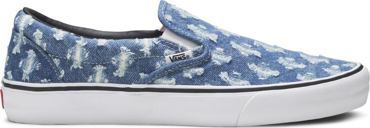 

Кеды Vans Supreme x Slip-On Blue Hole Punch Denim, синий