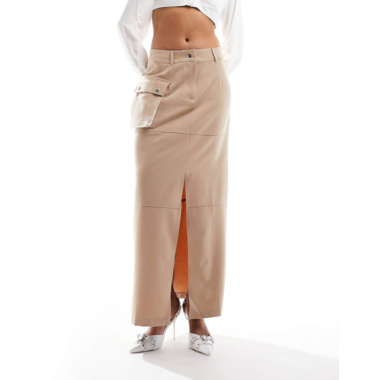 

Юбка Asos Design Utility Maxi With Bellow Pocket Details, светло-коричневый