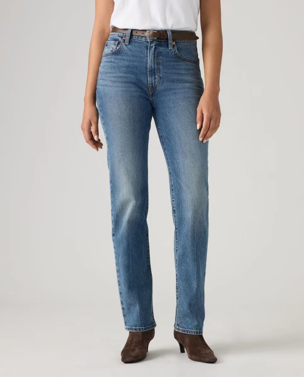 Женское прямые джинсы, Vaquero Recto Ribcage Slim Tiro Alto, Levi's, синий — фото 3