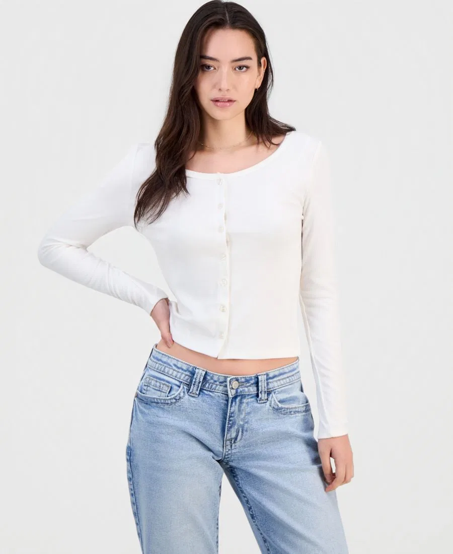 Топ с длинным рукавом Hippie Rose, White
