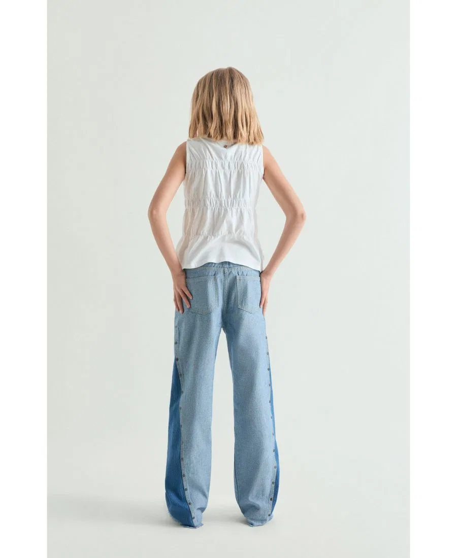 Детские джинсы с широкой штаниной и двухцветным дизайном Scalpers, Denim — фото 3