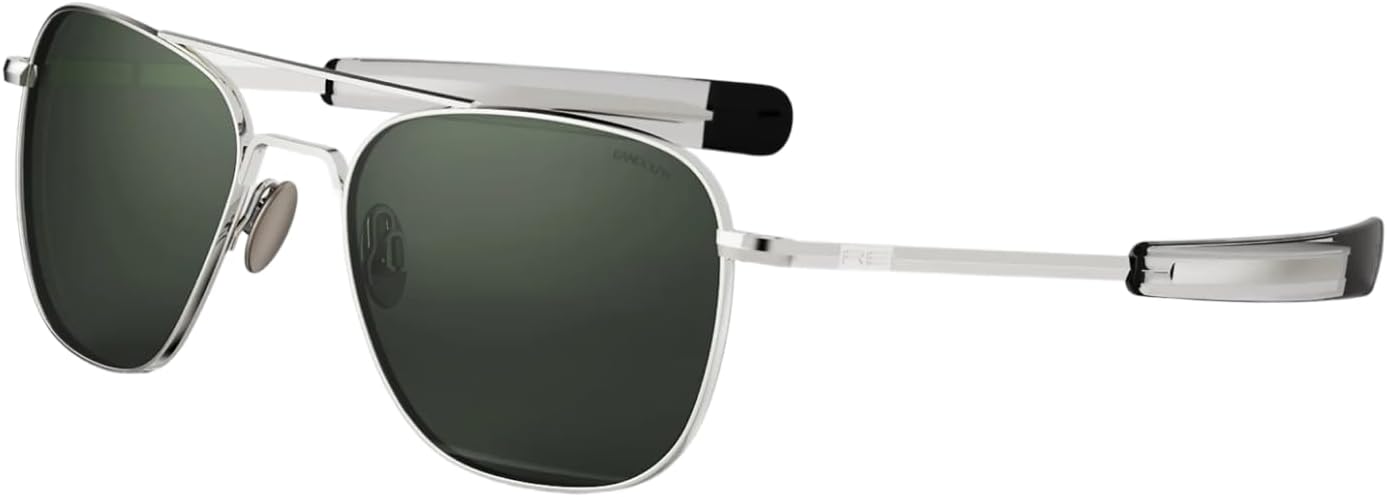 

Солнцезащитные очки-авиаторы Randolph Eyewear для мужчин и женщин – неполяризованные и поляризованные линзы, защита от УФ-излучения с 23-каратным белым золотом Randolph Engineering, Agx Green