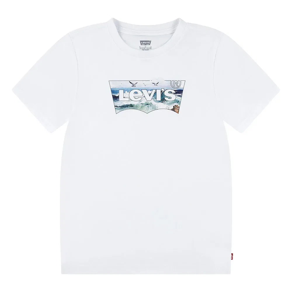Детская футболка с принтом Crashing Waves Batwing Levi's, White
