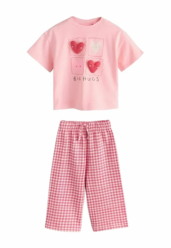 Комплект из топа и брюк из хлопка Regular fit Next Pink Heart Gingham, розовый