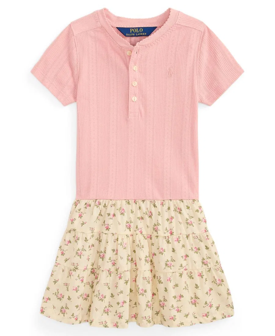 Платье хлопковое с цветочной юбкой Polo Ralph Lauren, Adirondack Rose — фото 4