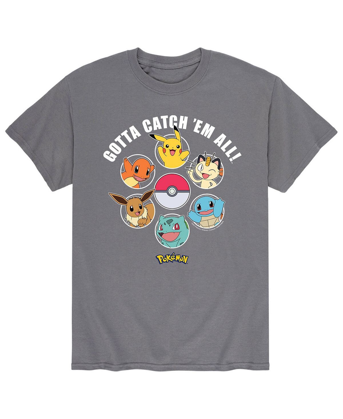 

Мужская футболка pokemon catch 'em all AIRWAVES, серый