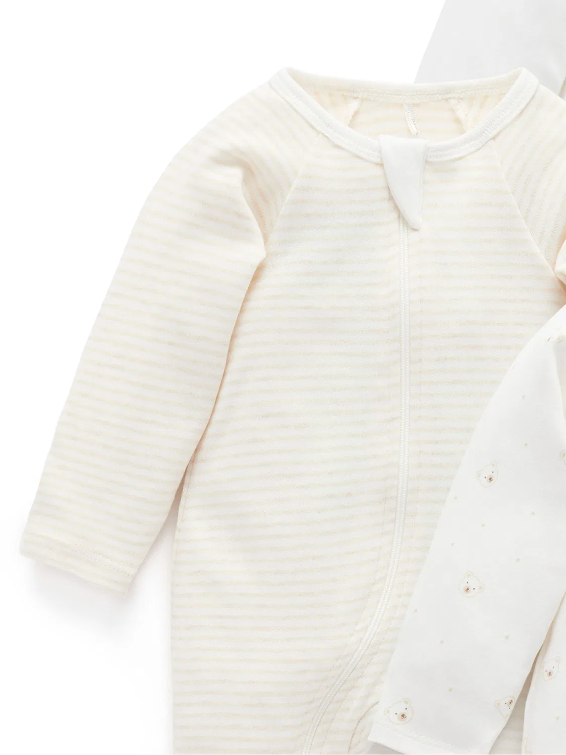 Комбинезон-слип Zip Sleepsuits 4 Pack Purebaby, Vanilla Bear — фото 3