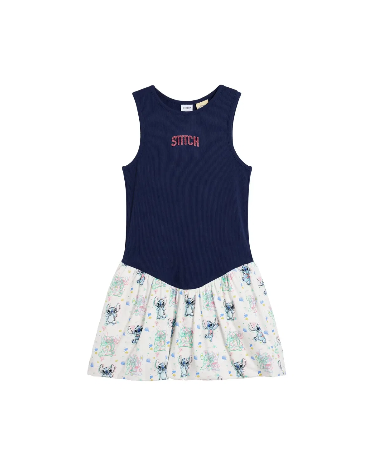 Детское платье для девочек без рукавов Stitch Desigual, Azul Marino