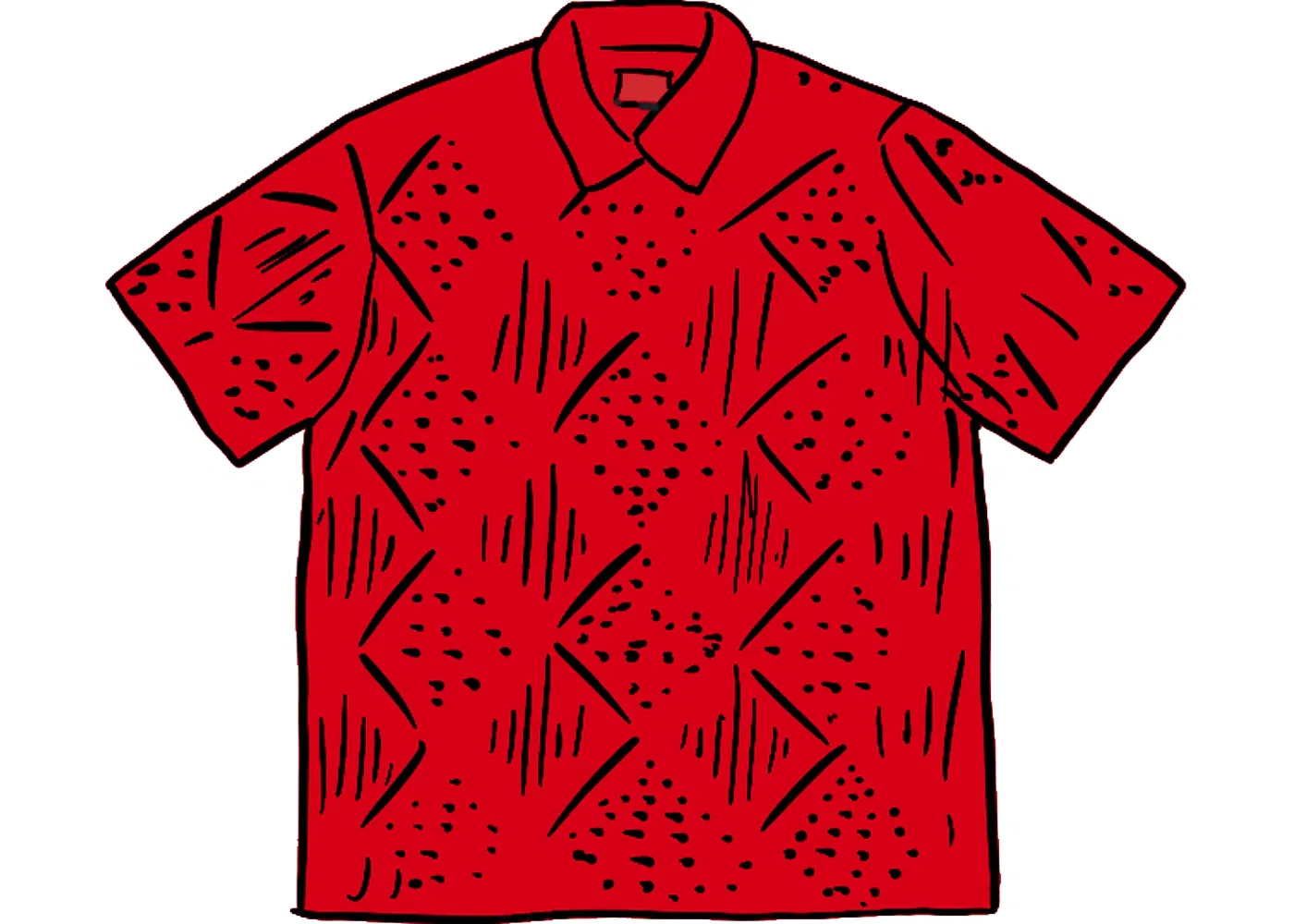 Мужская рубашка с кружевом с коротким рукавом Supreme, Red