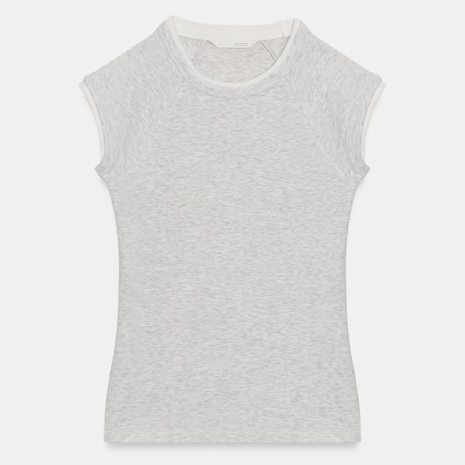 Футболка Zara Double Short Sleeve Effect, серый меланж
