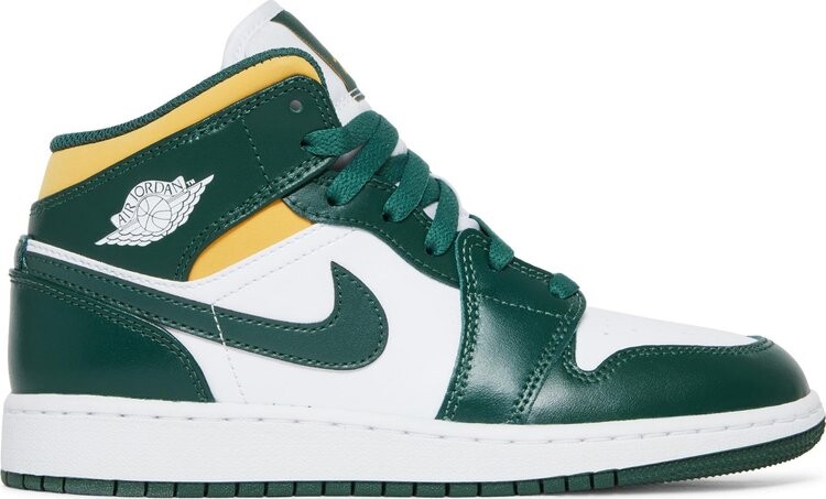 

Кроссовки Air Jordan 1 Mid GS Sonics, белый, Белый;зеленый, Кроссовки Air Jordan 1 Mid GS Sonics, белый