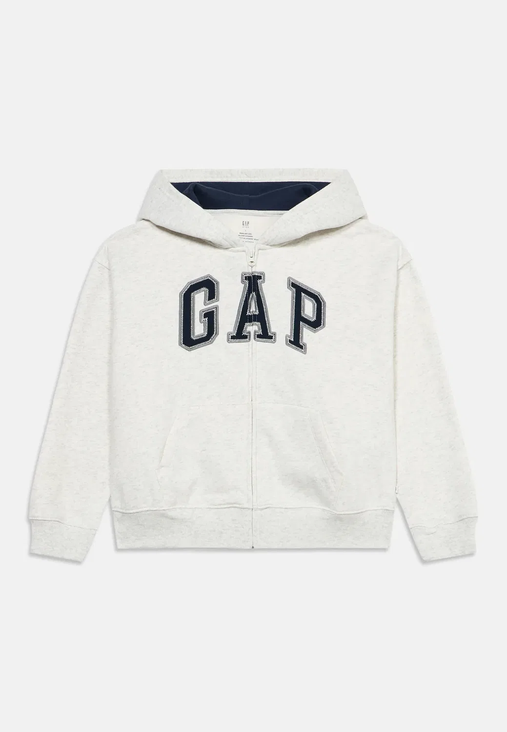 Толстовка унисекс с капюшоном и логотипом, на молнии Gap, Pale Grey Heather